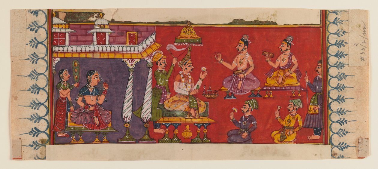 Santi e cortigiani si radunano davanti a un principe da Indian School