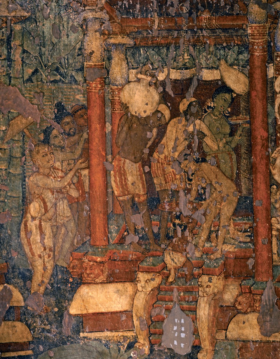 ARTE INDIANA: Affresco nella grotta buddista n. 1., 5° - inizio 6° secolo (affresco) da Indian School
