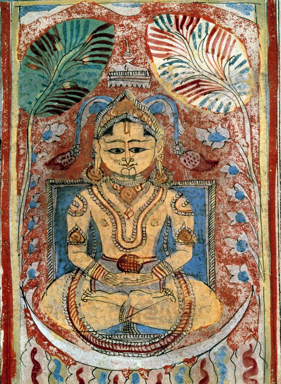 Gianismo: rappresentazione di un profeta jain (leader spirituale). Pagina di manoscritto da 