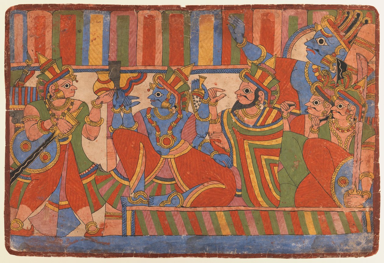 Krishna consiglia i leader Pandava, c.1830-50 da Indian School