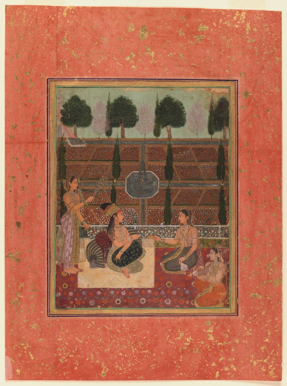 Donne su una terrazza, stile Mughal, c.1700-10 da Indian School