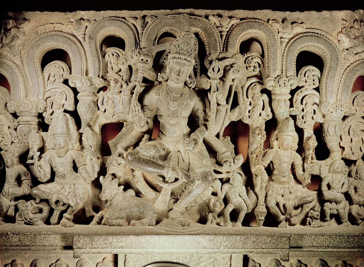Architrave con trinità indù, da Waranal, Andhra Pradesh, dinastia Kakatiya da Indian School