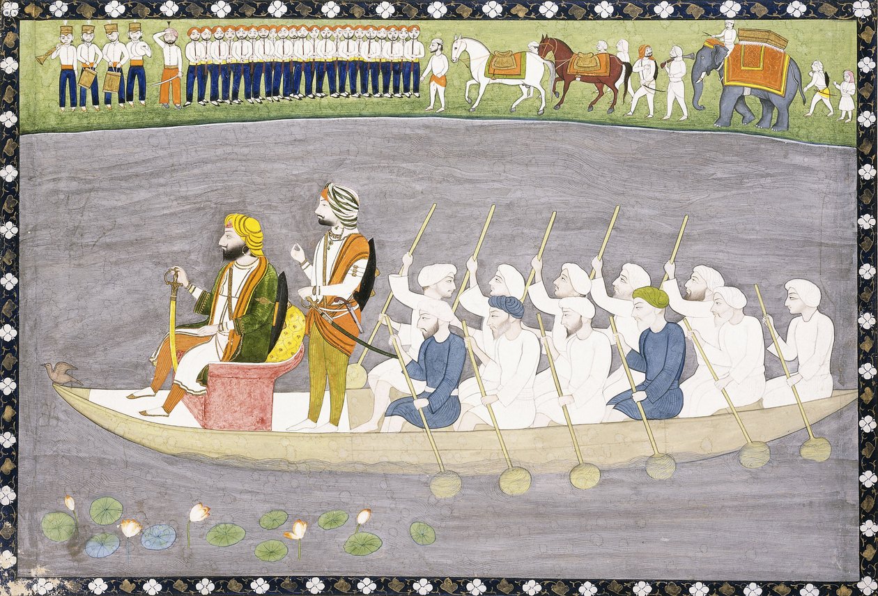 Maharaja Gulab Singh sul Lago Wular in Kashmir, c.1840 da Indian School