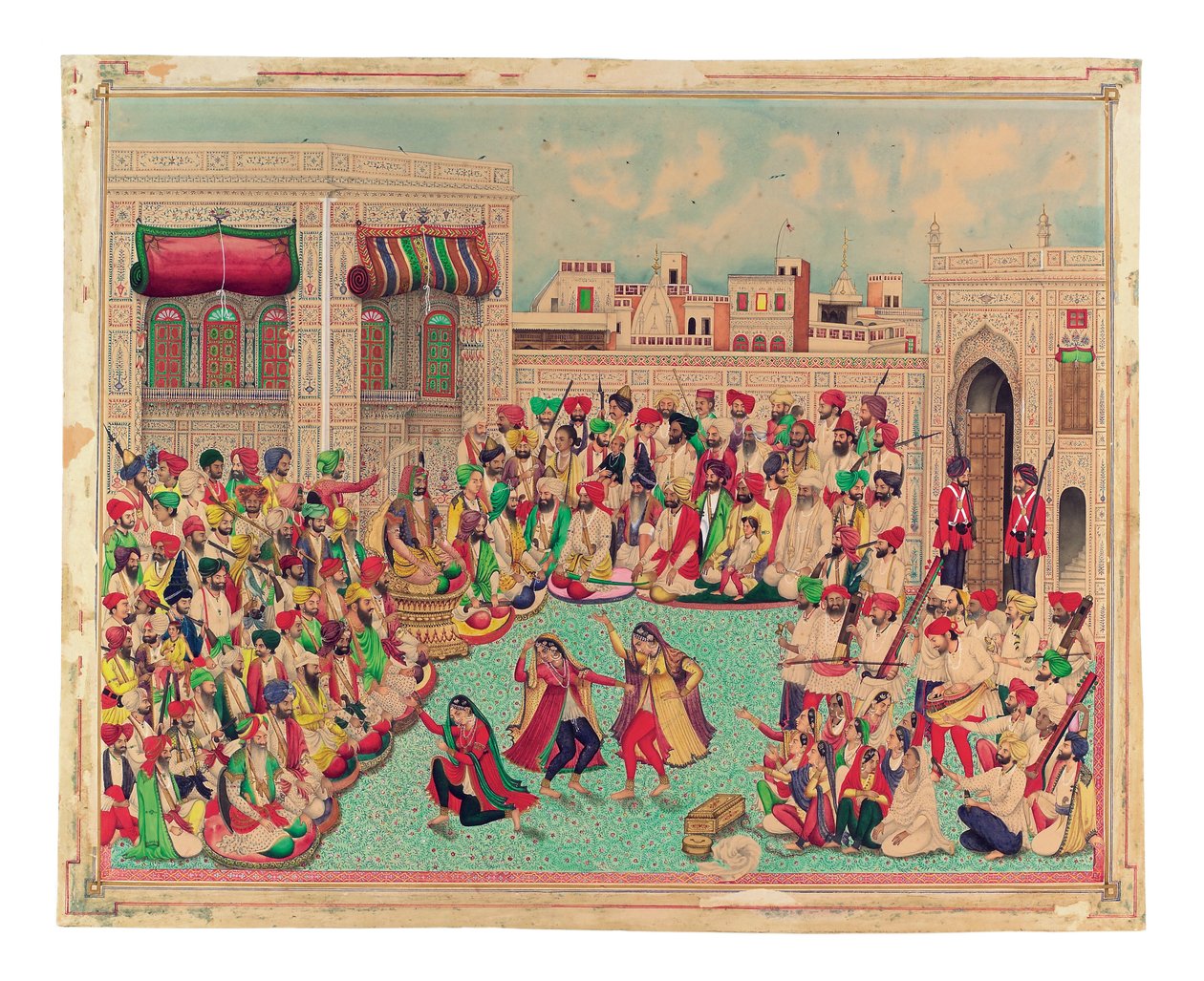 Maharaja Sher Singh e Compagni che Guardano una Performance di Danza, c.1850 da Indian School