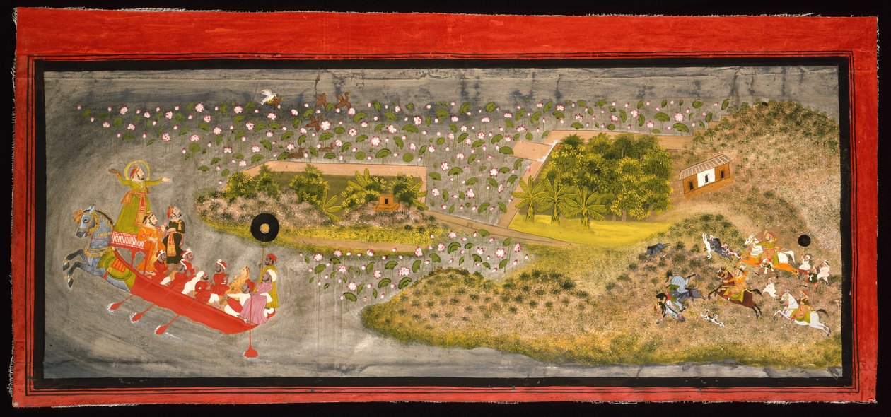 Maharana Jagat Singh II a caccia di falchi e cinghiali da Indian School