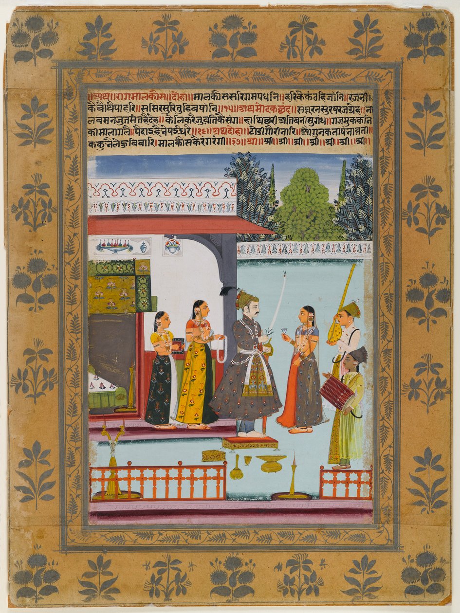 Malkosa Raga, pagina da una serie Ragamala dispersa, c.1700-10 da Indian School