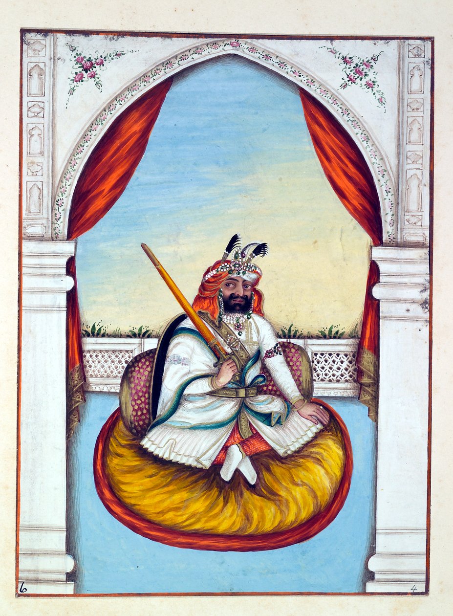 Marharajah Sher Singh, dal Regno del Punjab, i suoi Sovrani e Capi, volume I, un volume di 27 studi ad acquerello di un artista indiano non identificato, c.1840 da Indian School