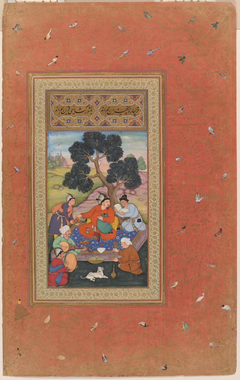 Capo mongolo e attendenti, foglio dal Gulshan Album (Rose Garden album), c.1600 da Indian School