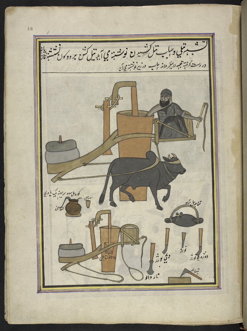 Frantoiano, 86 disegni rilegati in un volume che raffigurano mestieri e occupazioni in Kashmir, artigiani al lavoro con i loro strumenti e attrezzature, di un artista del Kashmir, probabilmente a Srinagar, c.1850-60 da Indian School