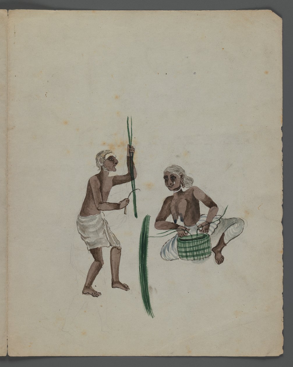 Uno di una serie di nove immagini che mostrano indiani in diverse professioni da Indian School