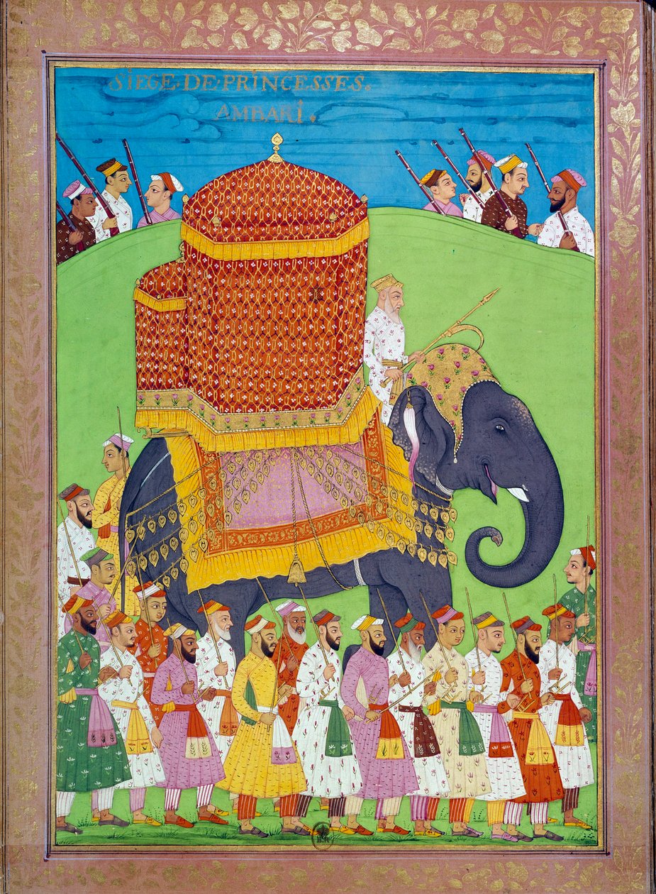 Principessa in palanchino su un elefante alla corte di Shah Alem da Indian School