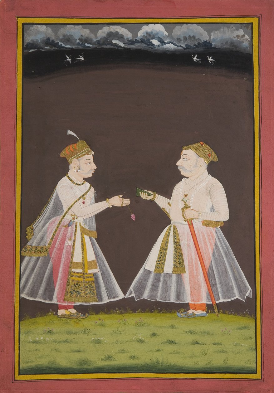 Probabilmente un ritratto di Rana Raj Singh di Udaipur (1661-81) che offre pan a un nobile da Indian School