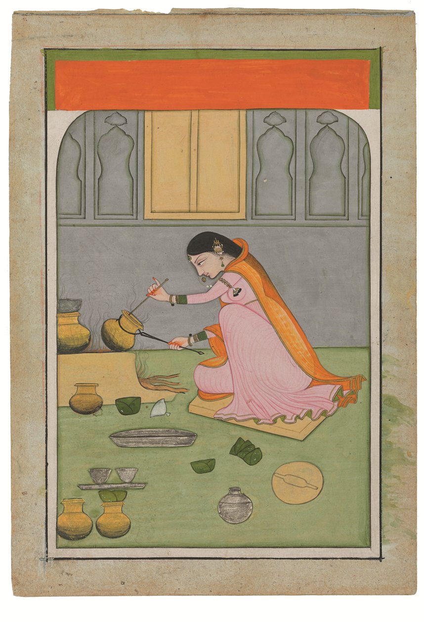 Radha in cucina, c. 1810 da Indian School
