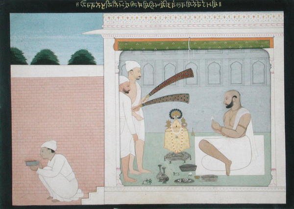 Raja Bulwant Singh che esegue Puja, c.1750 da Indian School