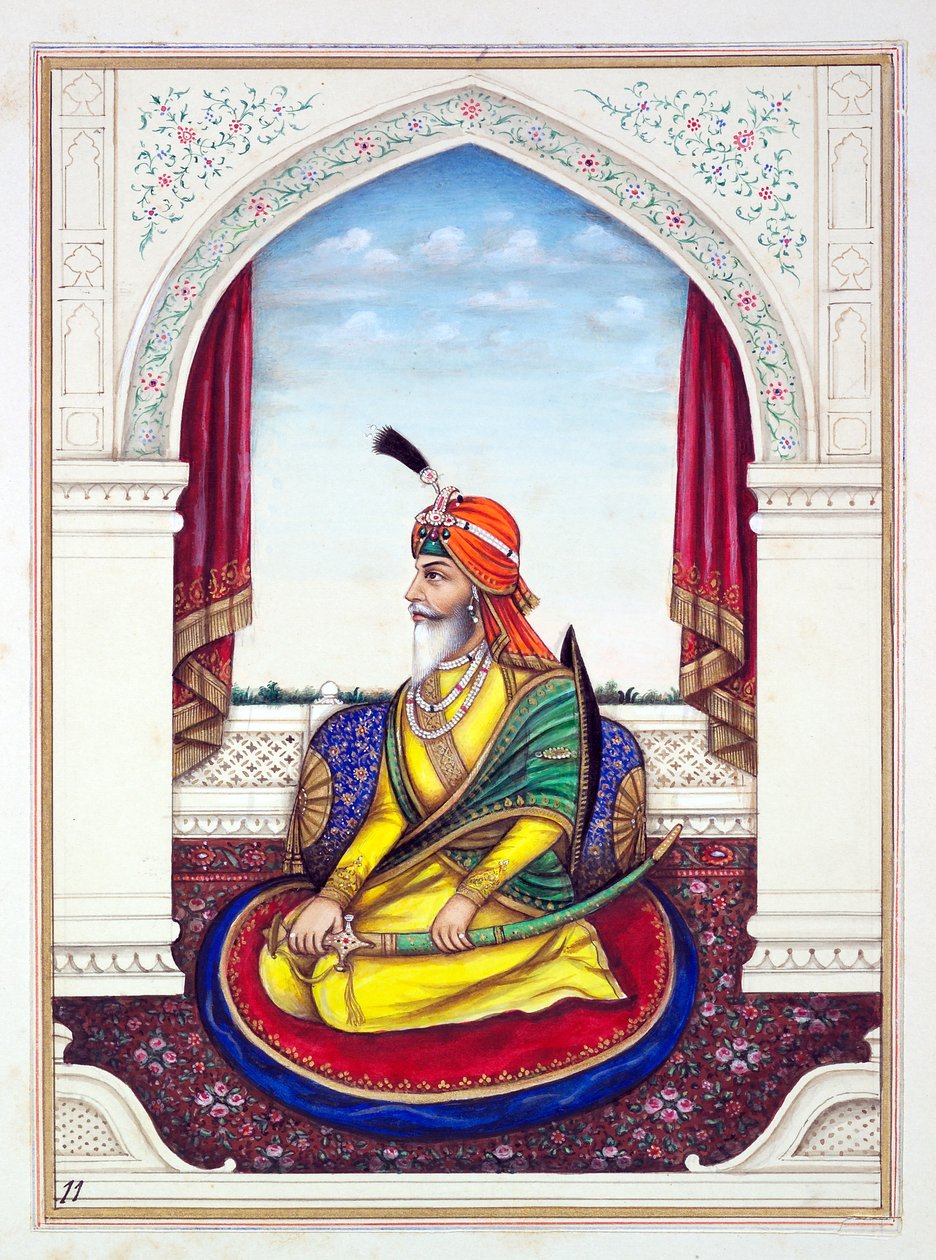 Rajah Chattar Singh, dal Regno del Punjab, i suoi Sovrani e Capi, volume I, un volume di 27 studi ad acquerello di un artista indiano non identificato, c.1840 da Indian School