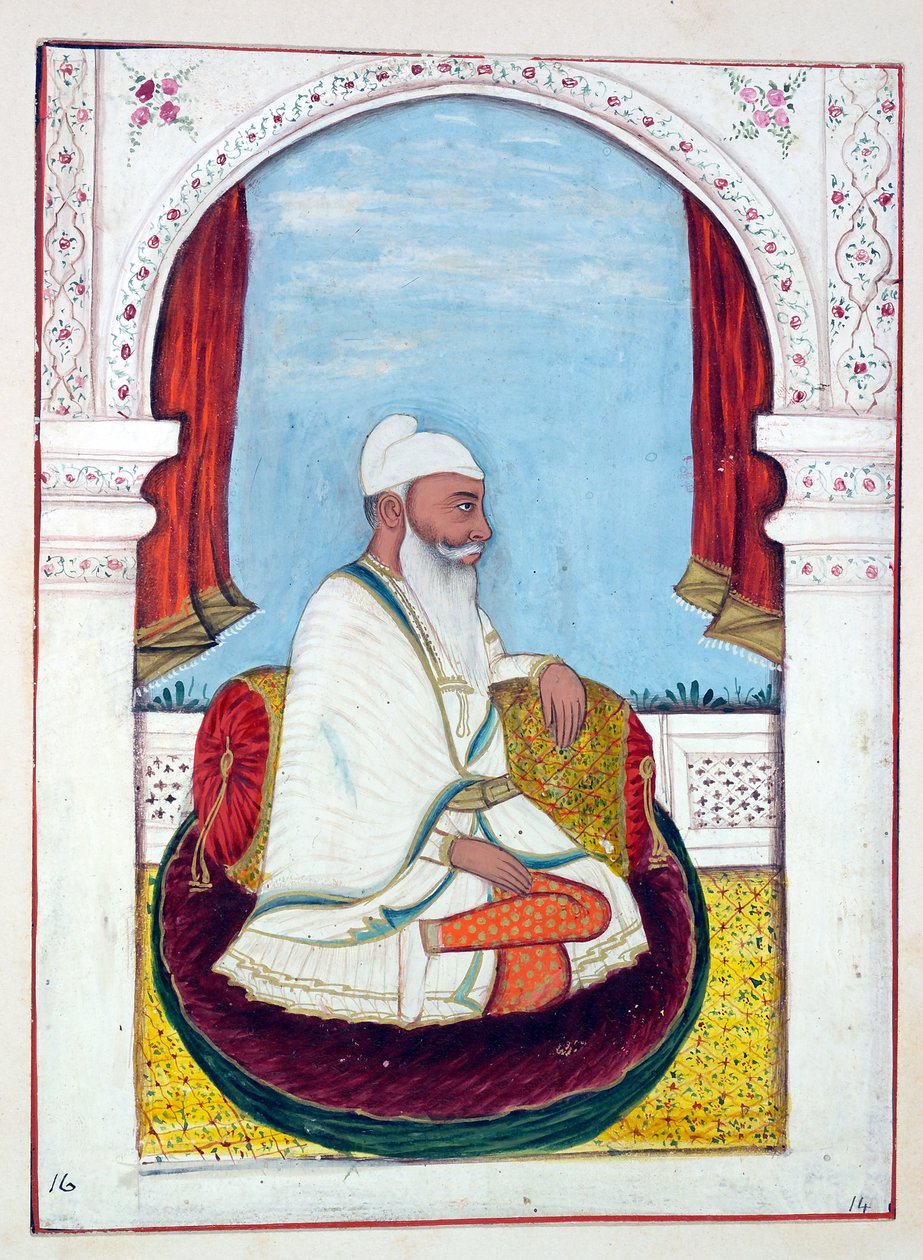 Rajah Lal Singh, dal Regno del Punjab, i suoi Sovrani e Capi, volume I, un volume di 27 studi ad acquerello di un artista indiano non identificato, c.1840 da Indian School