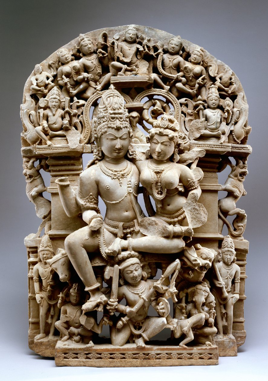 Ravana e Siva, cultura di Hinglajgarh, 1100 d.C. da Indian School