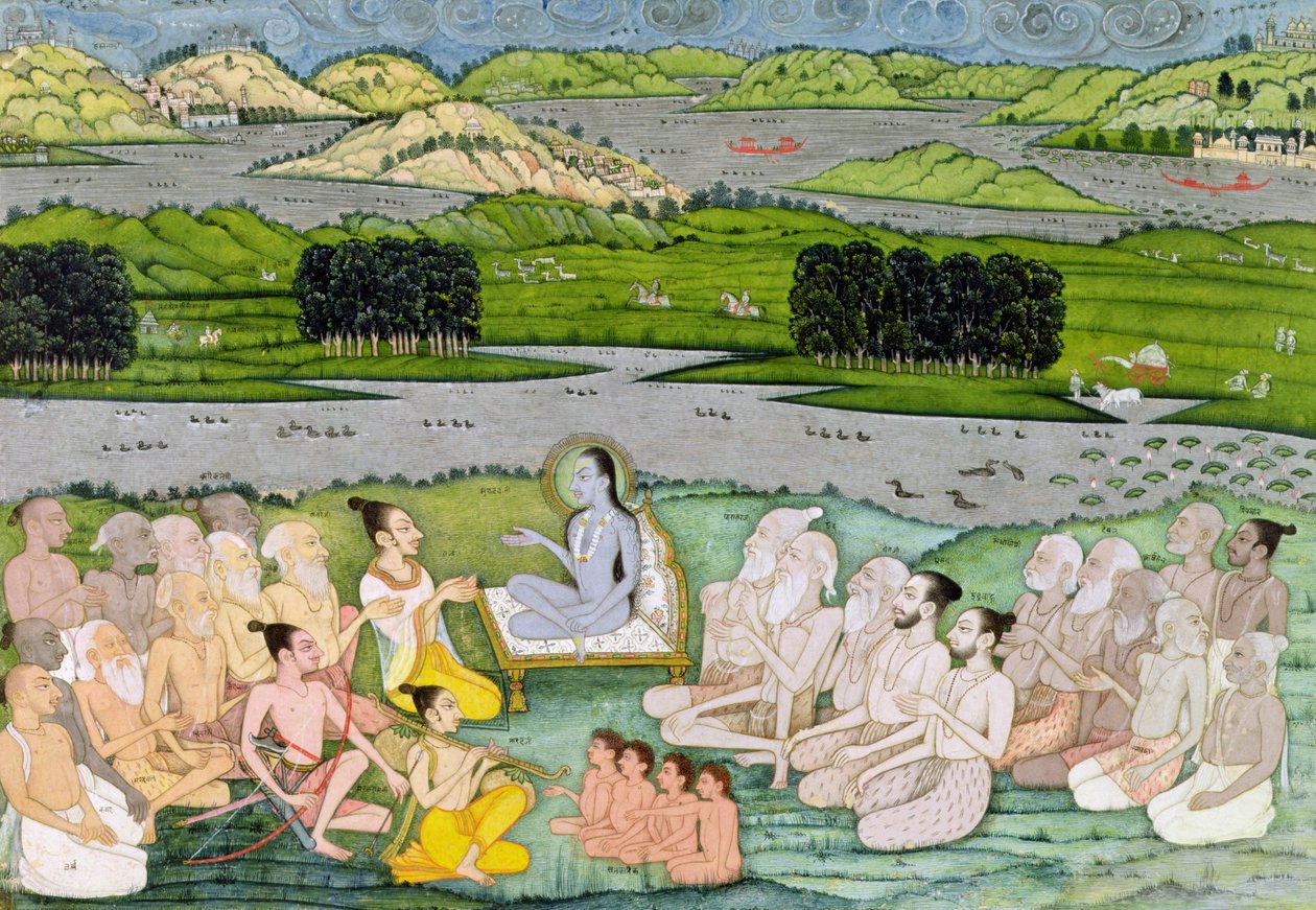 Shri Sukdevji che predica a un concorso di Sadhu, Rajasthan, c.1757 da Indian School