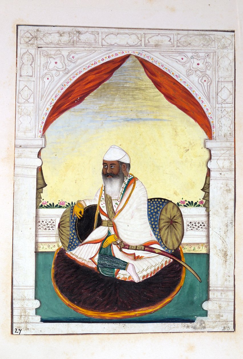 Sirdar Gurmukh Singh Bhai, dal Regno del Punjab, i suoi Sovrani e Capi, volume II, un volume di 30 studi ad acquerello di un artista indiano non identificato, c.1840 da Indian School