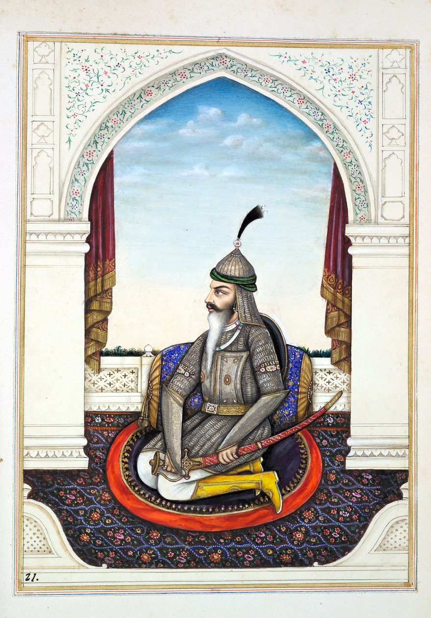 Sirdar Harri Singh, dal Regno del Punjab, i suoi Sovrani e Capi, volume I, un volume di 27 studi ad acquerello di un artista indiano non identificato, c.1840 da Indian School