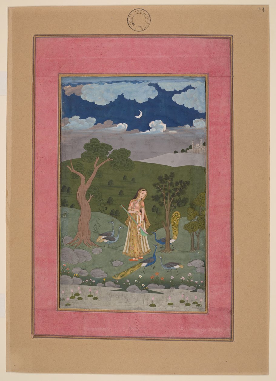 Sorath Ragini, India, Hyderabad, 1760 circa; Johnson Album 37, n. 24 (inchiostro, colori e oro su carta) da Indian School