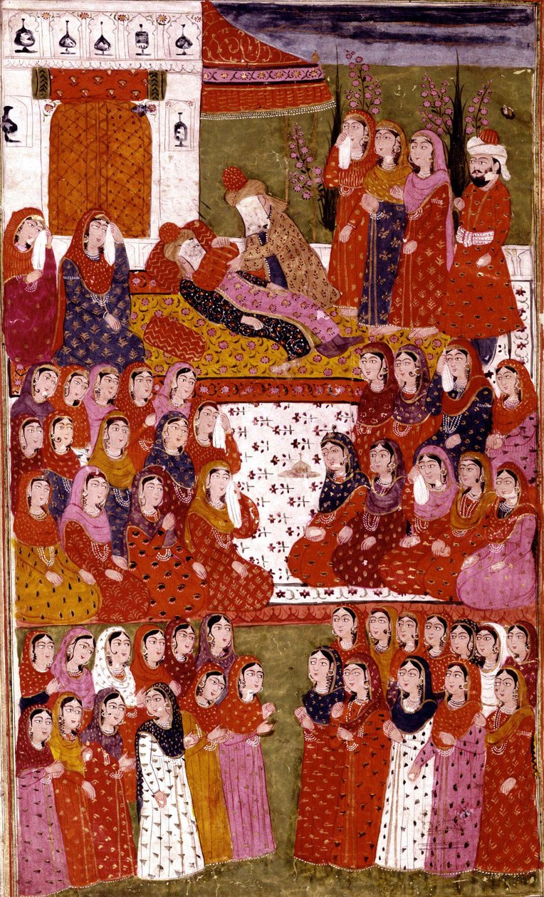 La morte di Abu Bakr, illustrazione da Hamla-i-Haydari, di Mirza Muhammad Rafi Bazil, 1808 da Indian School