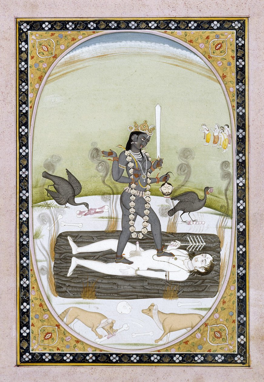La Dea Kali rappresentata in un dipinto Kangra, Himachal Pradesh, c.1820-5 da Indian School