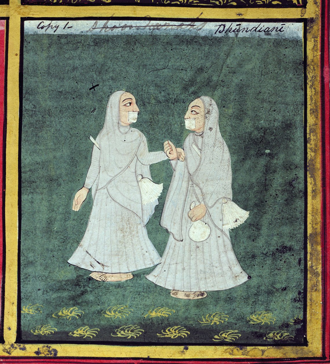 Due Donne Dhondiya, Mendicanti Religiose, Udaipur, c.1810-20 (dettaglio) da Indian School