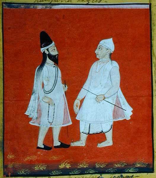 Due Faqir Musulmani Erranti (jangam) Mendicanti Religiosi, Udaipur, c.1810-20 (dettaglio) da Indian School