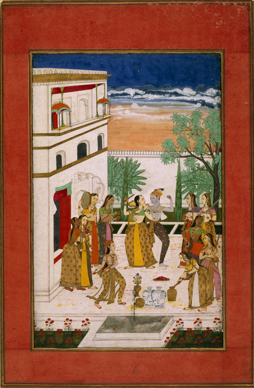 Vasanta Ragini, Radha e Krishna che danzano, c.1760 da Indian School