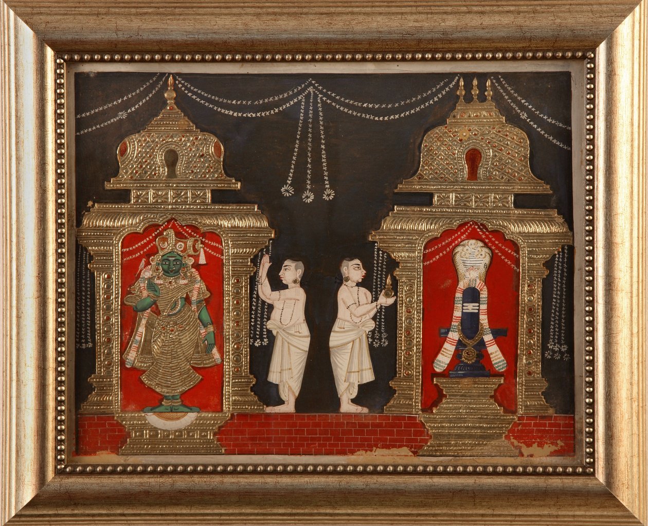 Adorazione di Visnhu e Shiva sotto forma di Shivalingam, Scuola di Tanjavore, fine XIX secolo da Indian School