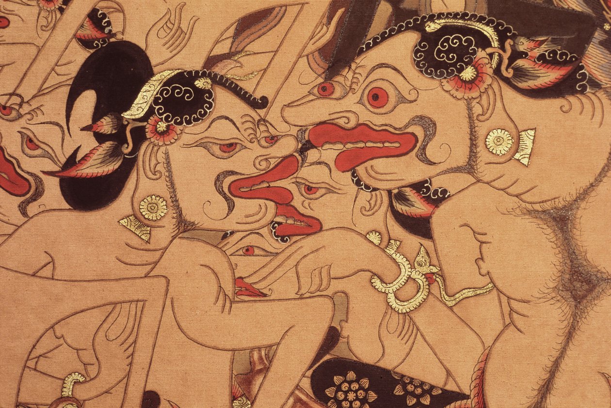 (dettaglio) di un rotolo Wayang Beber da Indonesian Indonesian
