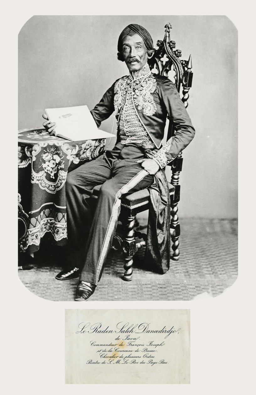 Ritratto di Raden Saleh e il suo biglietto da visita, c.1850-70 da Indonesian School