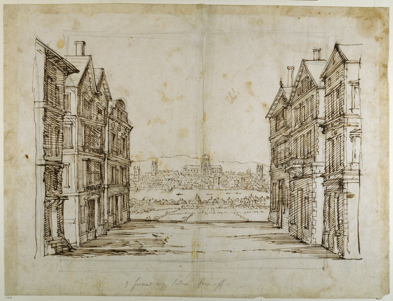 Case inglesi con Londra e il Tamigi in lontananza da Inigo Jones