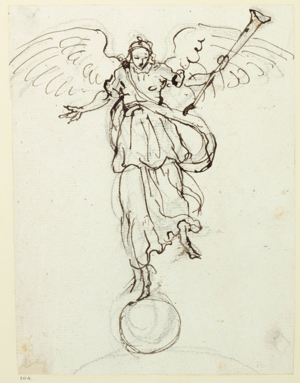 Fama, schizzo preliminare, c.1631 da Inigo Jones