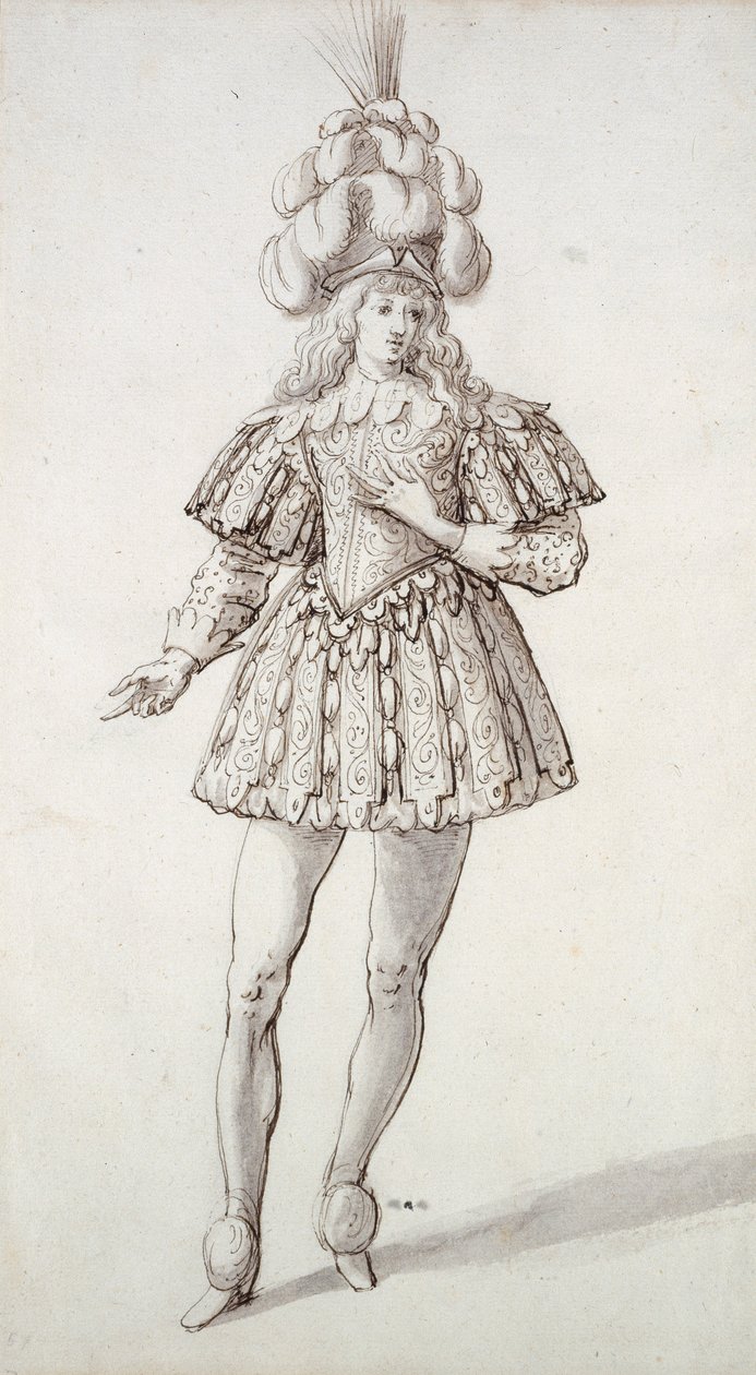 Mascherato con piume e pennacchio da Inigo Jones