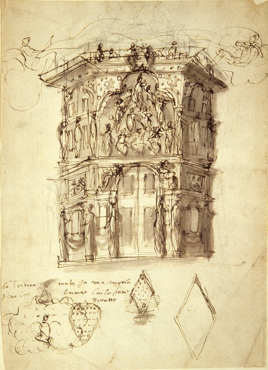 La Mascherata delle Regine, scena 2: la Casa della Fama, c.1609 da Inigo Jones