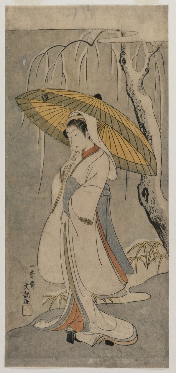 Segawa Kikunojo II come la Fanciulla Airone dalla serie Teatro Ichimura, 1770 da Ippitsusai Bunchō