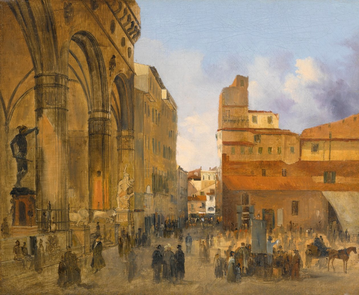 Florence, A View of the Piazza della Signoria with the Loggia dei Lanzi at Left da Ippolito Caffi