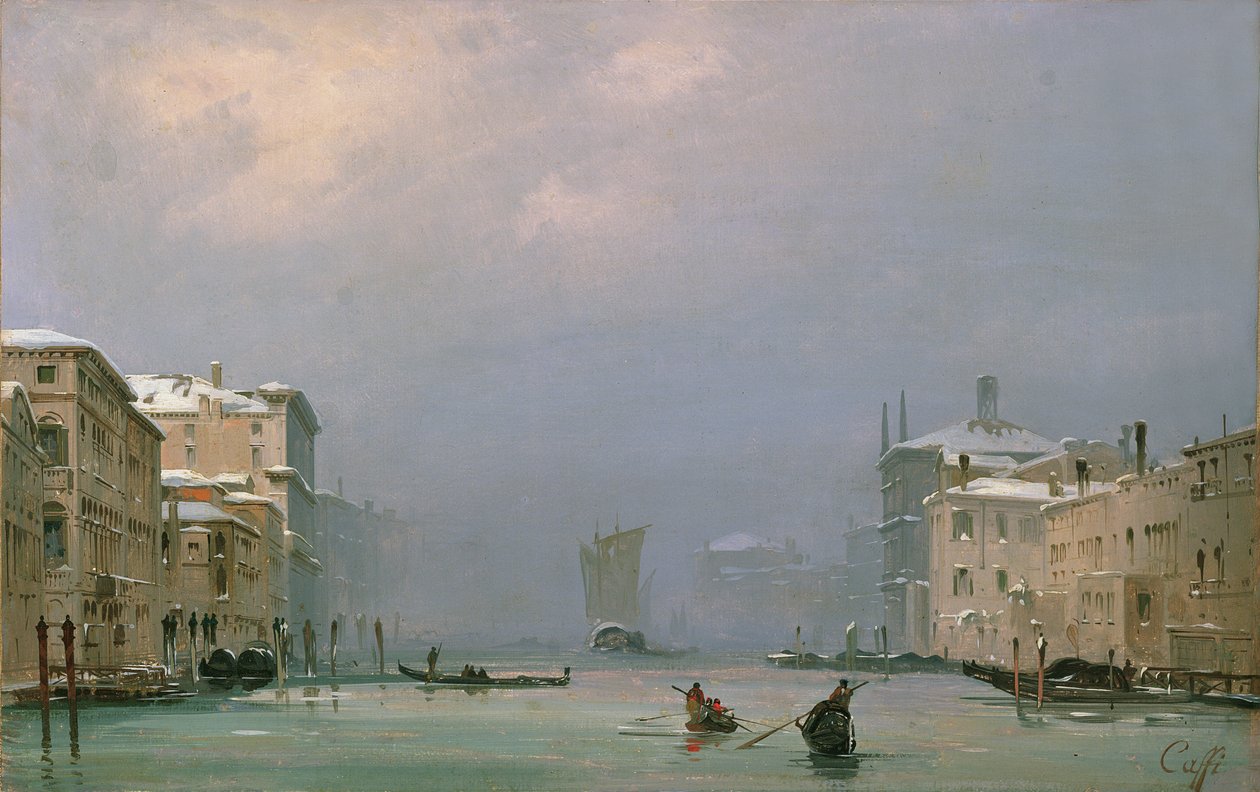 Canale Grande con neve e ghiaccio, 1849 da Ippolito Caffi