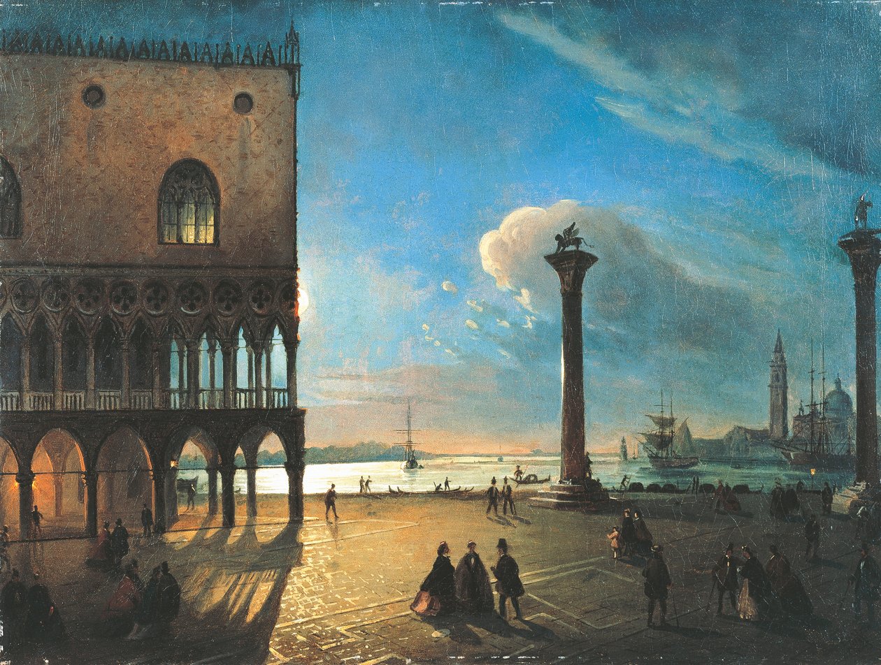 Piazzetta San Marco al chiaro di luna, Venezia da Ippolito Caffi
