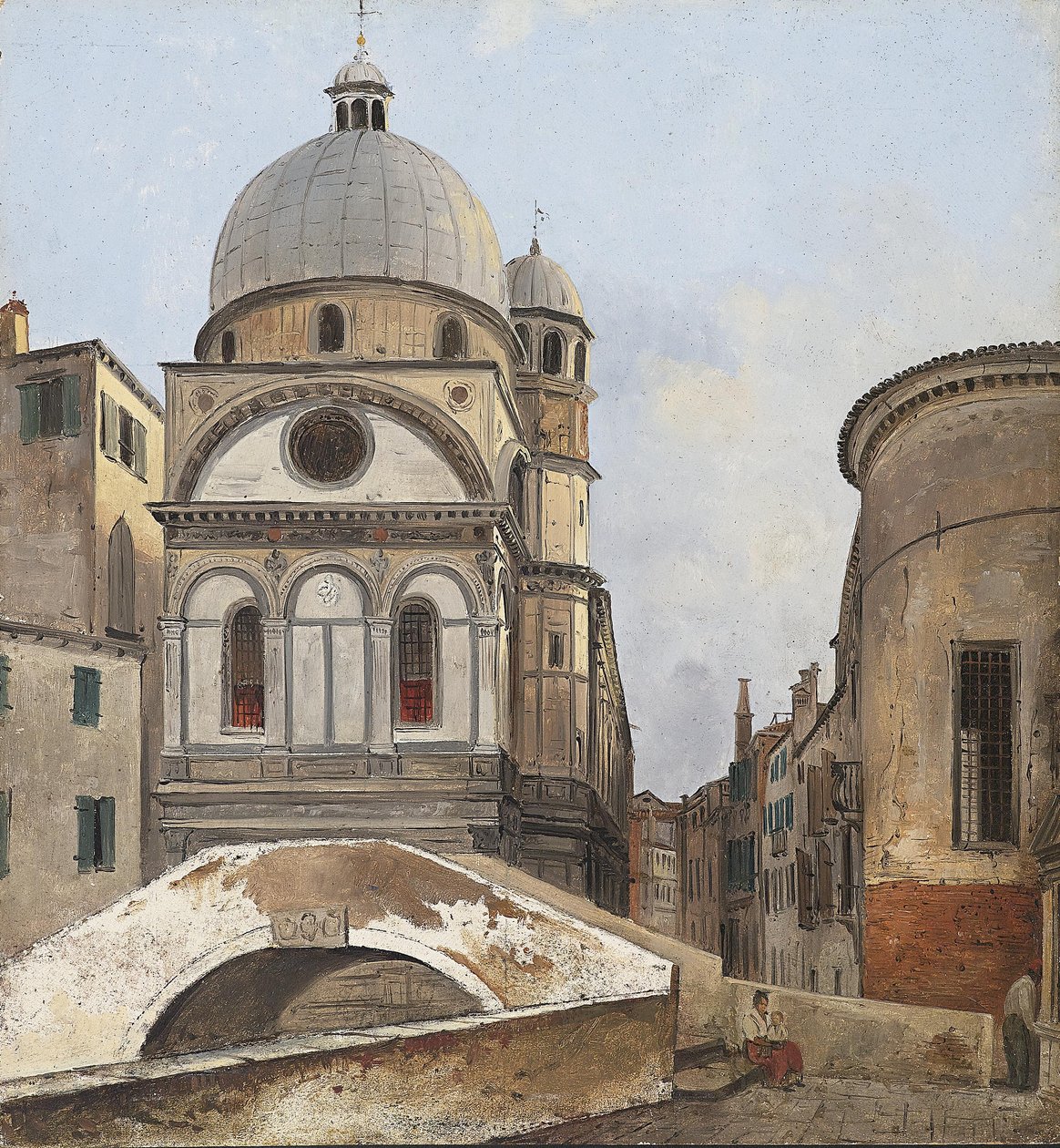 Vista delle chiese di Maria dei Miracoli e Santa Maria Nova a Venezia da Ippolito Caffi