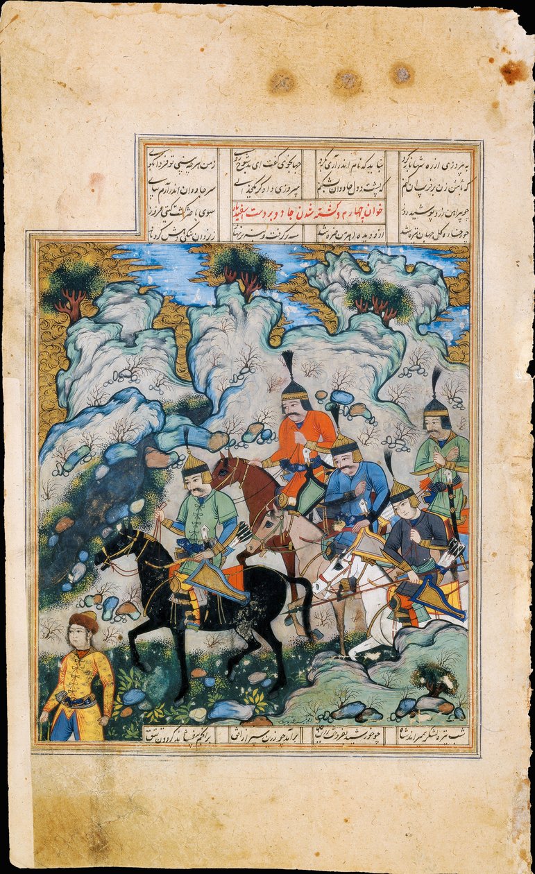 Esfandiyar e il suo esercito, miniatura dal manoscritto Shahname di Ferdowsi da Iranian Master