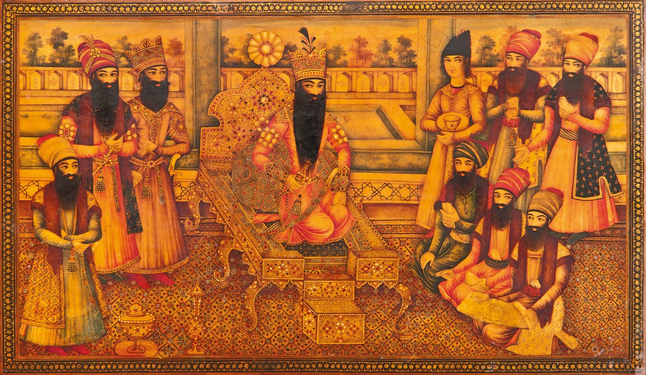 Dettaglio di un cofanetto Qajar da Iranian School