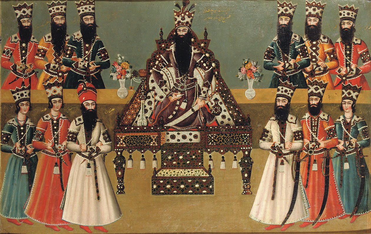 Fath "Ali Shah e i suoi cortigiani immediati, c.1815 da Iranian School