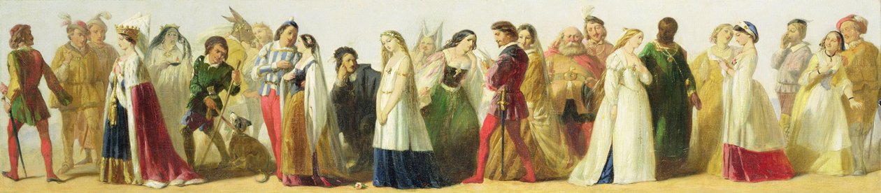 Processione di personaggi di Shakespeare da Irish School