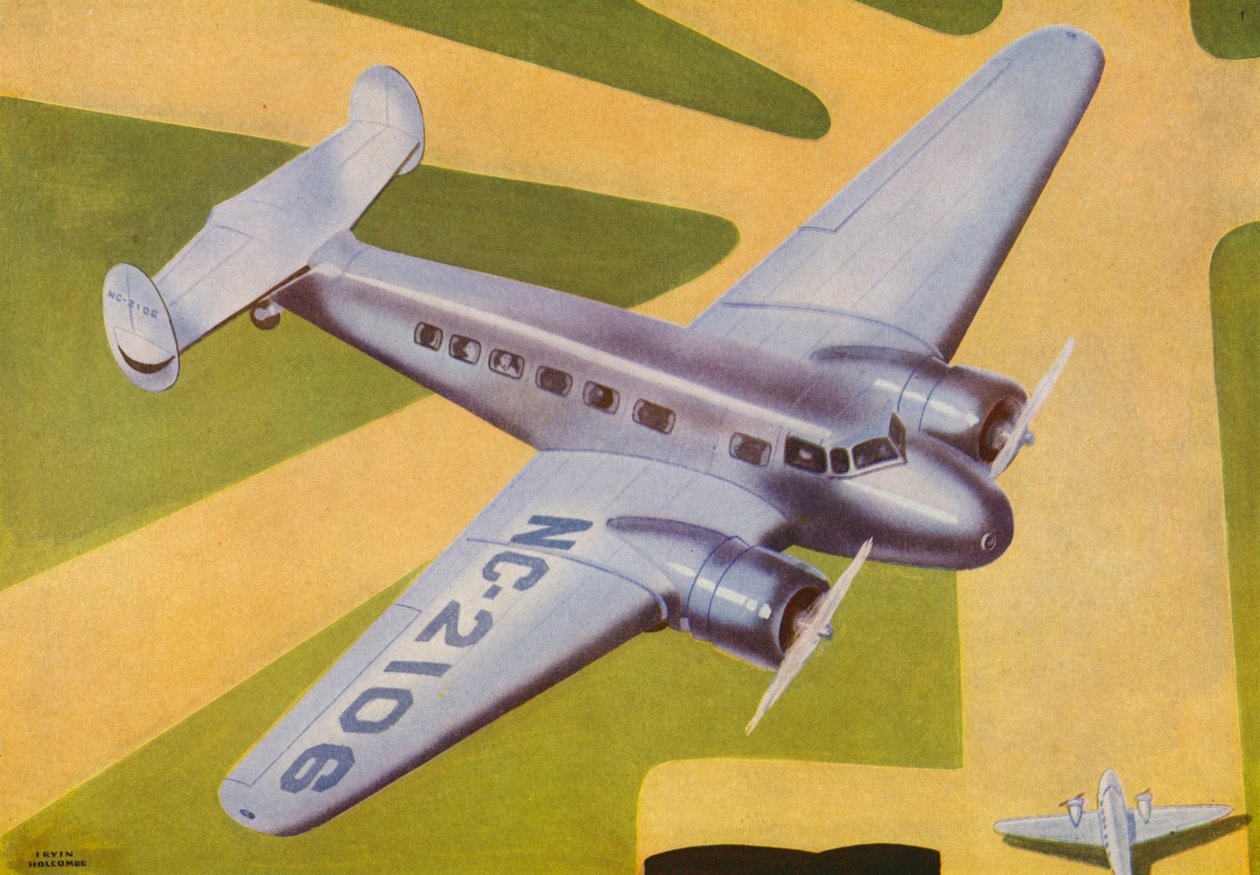 Lockheed Electra (litografia a colori) da Irvin L. Holcombe