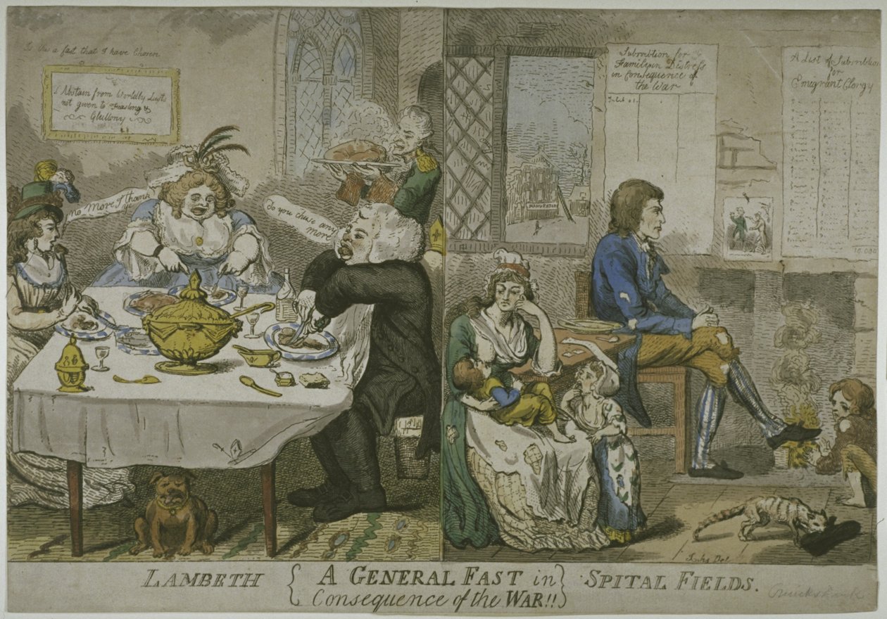 Un digiuno generale a causa della guerra!!..., c.1794 da Isaac Cruikshank