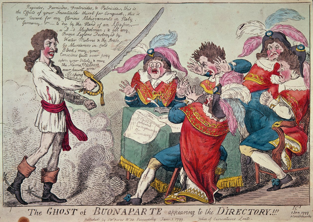 Il fantasma di Buonaparte appare al Direttorio!!!, Londra, 1799 da Isaac Cruikshank
