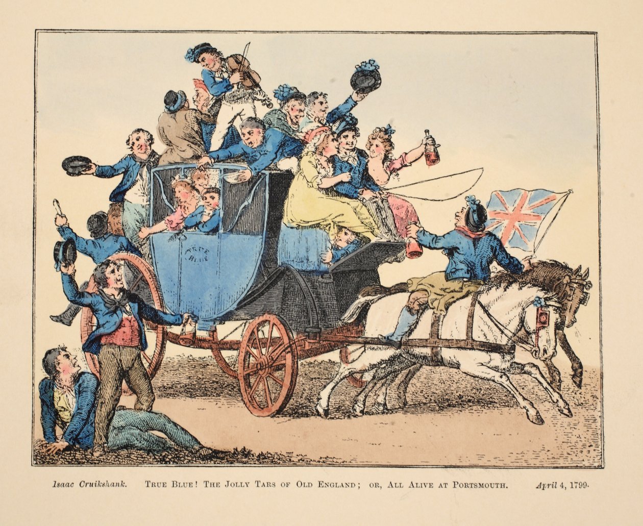 True Blue! I marinai allegri della vecchia Inghilterra; o tutti vivi a Portsmouth, pub. 1799 da Isaac Robert Cruikshank